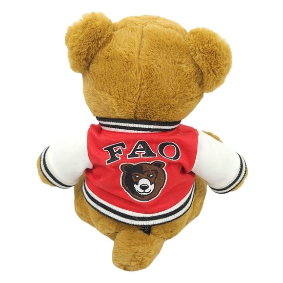 FAO Schwarz Teddy Bear Plush Varsity Jacket 12" Stuffed Animal Toy Brown Red - Picture 6 of 11